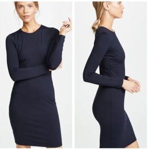Susana Monaco Emma Long Sleeve Bodycon Midi Dress in Midnight Blue Size Large